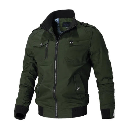 Men's solid color jacket zipper pocket coat