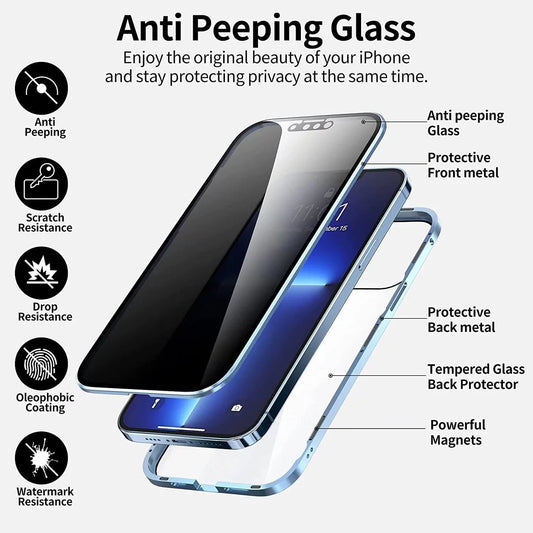 Privacy iPhone Magnetic Glass Phone Case With 360° Protection - hot selling