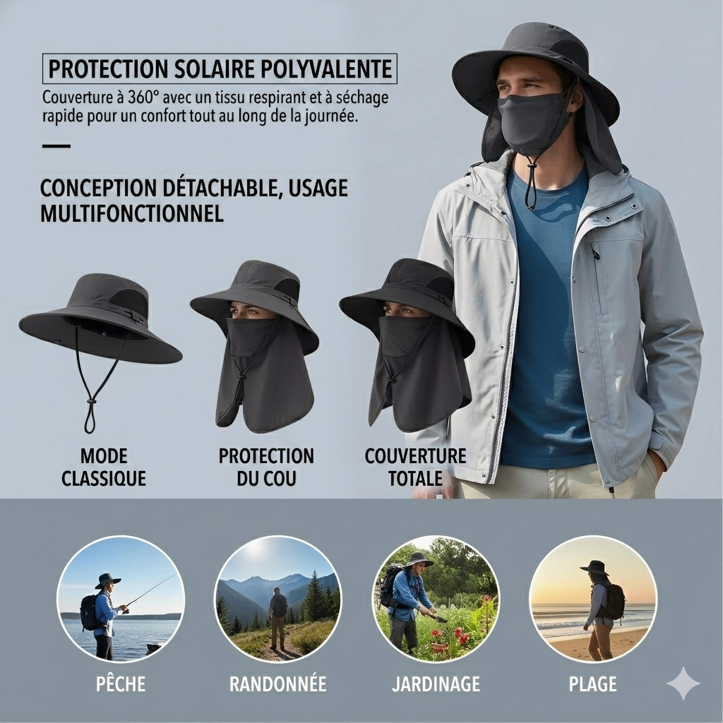 Chapeau de Protection Solaire Professionnel 360° Ultra-Shield - Tendence 2026 🔥