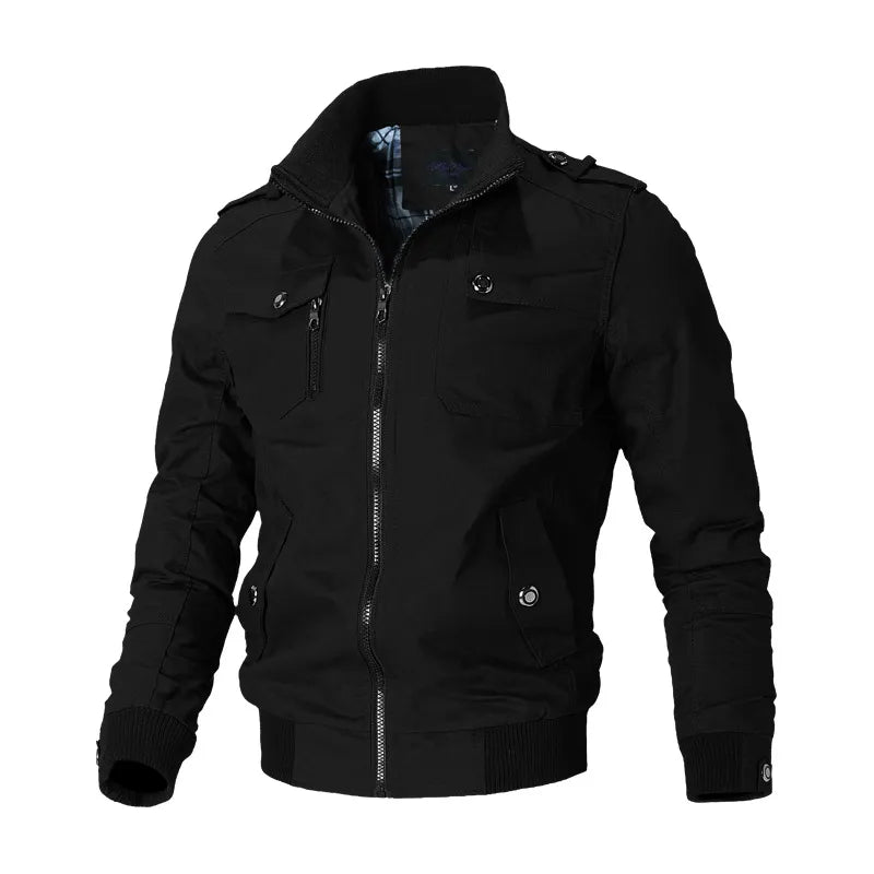 Men's solid color jacket zipper pocket coat