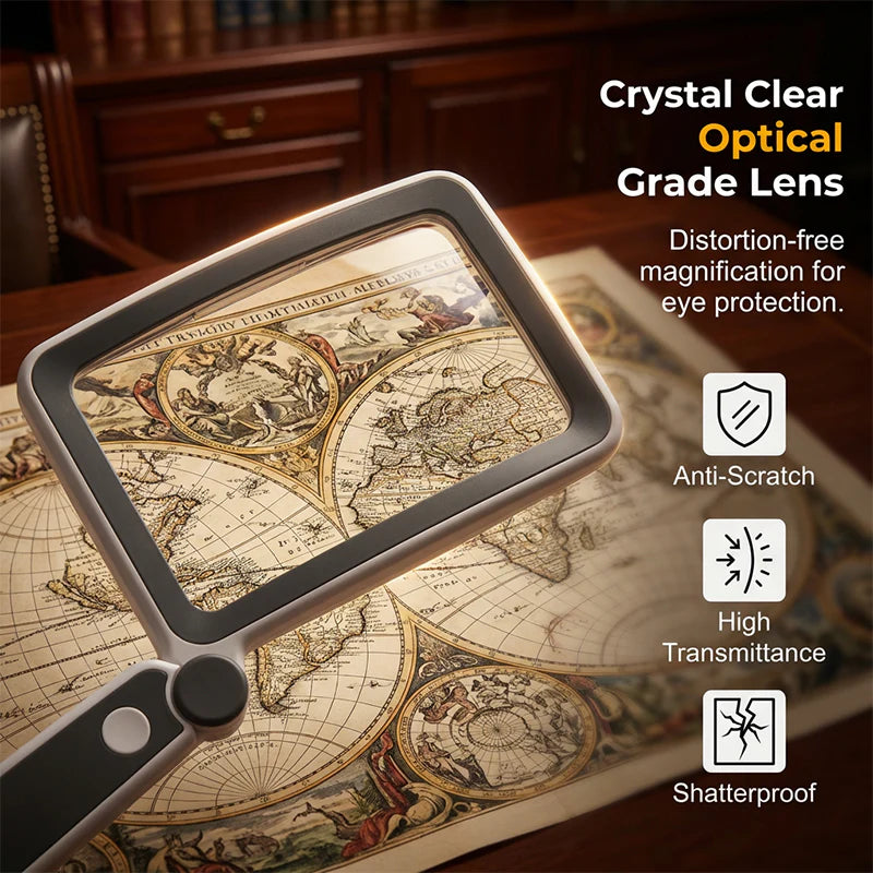 Loupe de Lecture LED Rechargeable - Haute Clarté 4X avec Grand Écran Ergonomique