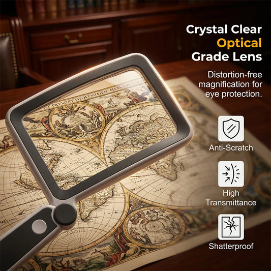 Loupe de Lecture LED Rechargeable - Haute Clarté 4X avec Grand Écran Ergonomique